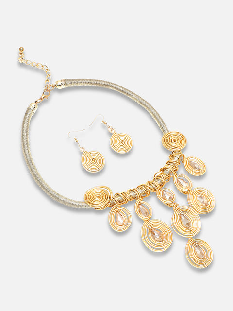 GOLD PLATED PARTY DESIGNER STONE NECKLACE FOR WOMEN