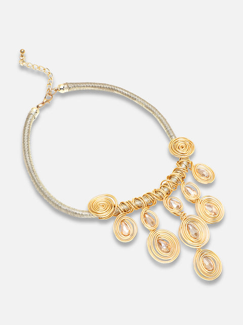 GOLD PLATED PARTY DESIGNER STONE NECKLACE FOR WOMEN