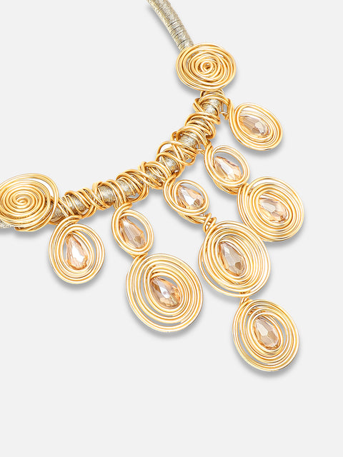 GOLD PLATED PARTY DESIGNER STONE NECKLACE FOR WOMEN