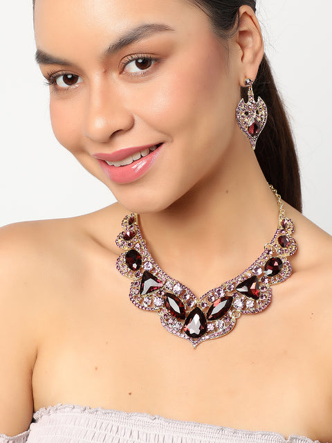 SOHI RED STONES JEWELLERY SET