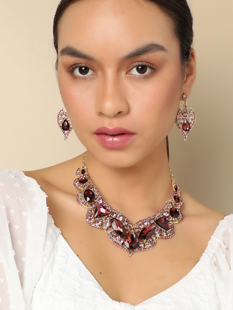 SOHI RED STONES JEWELLERY SET