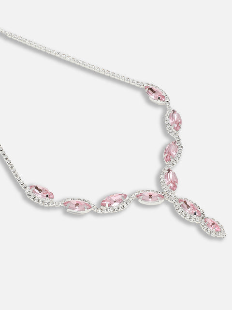 Silver Plated Party Designer Stone Necklace and Earring Set For Women