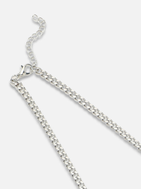 SILVER PLATED PARTY DESIGNER STONE NECKLACE FOR WOMEN