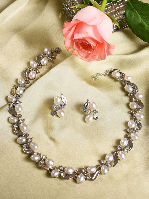 PACK OF 3 SILVER PLATED PEARLS NECKLACE AND EARRING SET