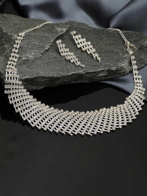 GOLD PLATED CHOKER NECKLACE WITH EARRINGS FOR WOMEN AND GIRLS