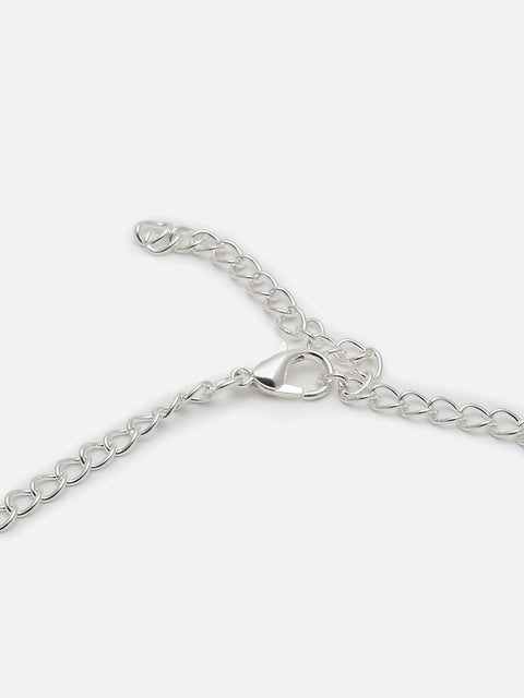 Silver Plated American Diamond Necklace and Earring Set