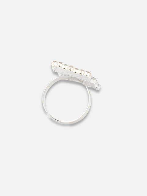 Silver Plated Party Designer Stone Ring For Women