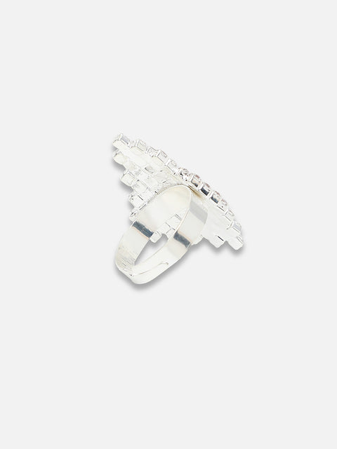 Silver Plated Party Designer Stone Ring For Women