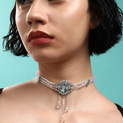 Silver-Plated Short Necklace Necklace