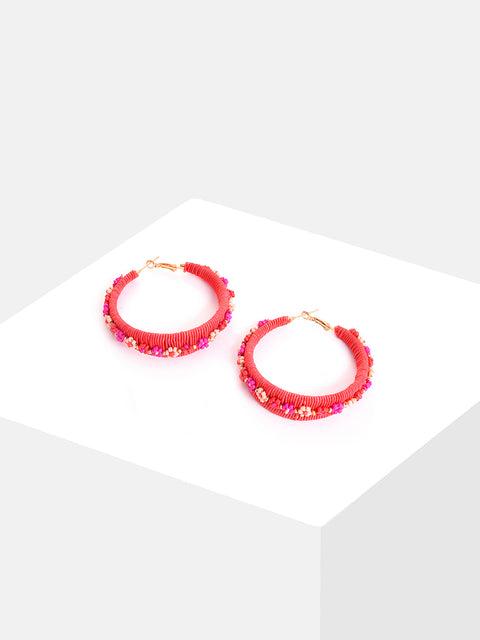 Gold Plated Beaded Hoop Earring