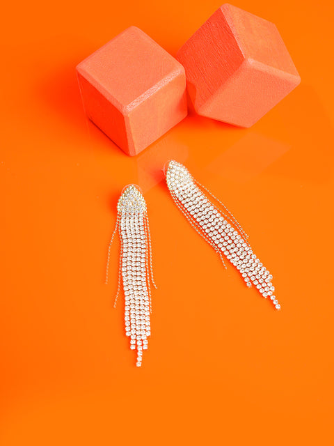 Silver Plated Designer Stone Drop Earring