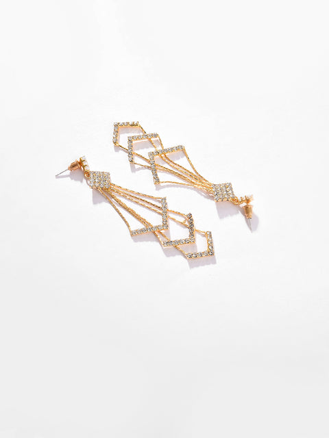 Gold Plated Designer Stone Drop Earring