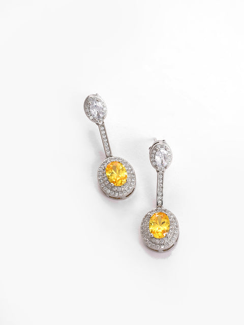 Silver Plated Designer Stone Drop Earring