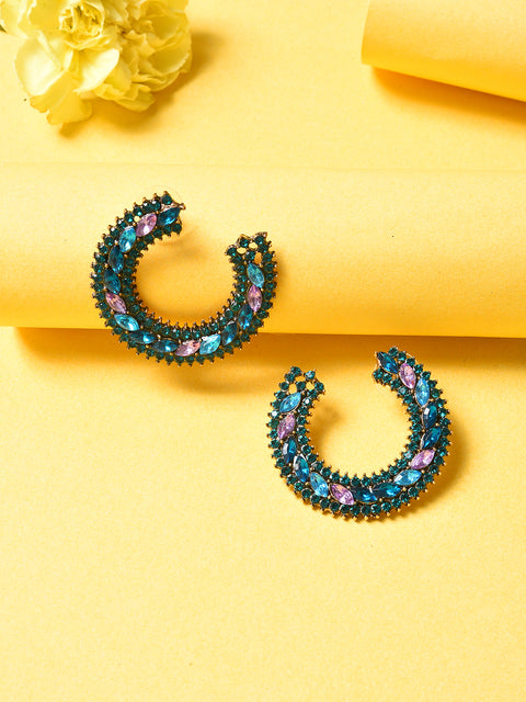 Trendy Designer Stone Hoop Earring