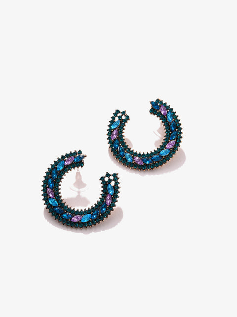 Trendy Designer Stone Hoop Earring