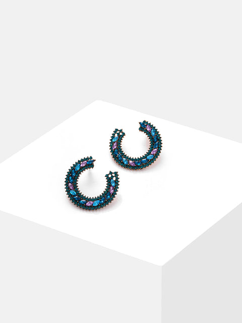 Trendy Designer Stone Hoop Earring