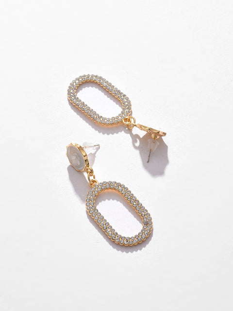 Gold Plated Designer Stone Drop Earrings