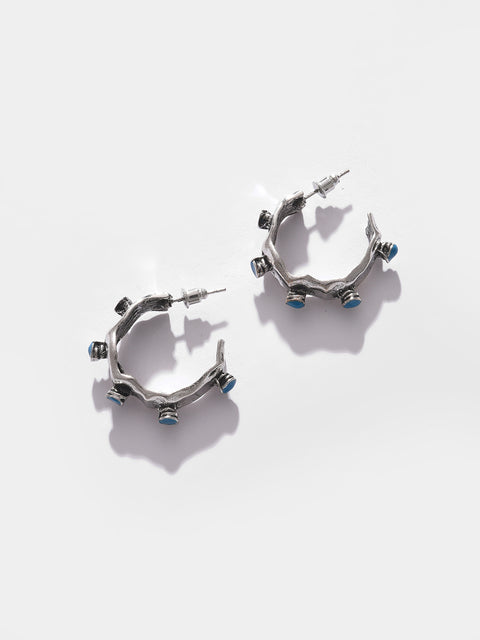 Silver Plated Designer Stone Stud Earrings