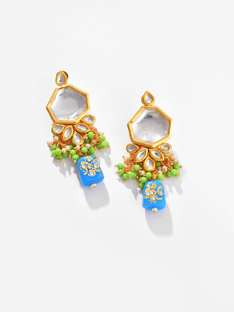 Gold Plated Kundan Beaded Necklace And Earring Set