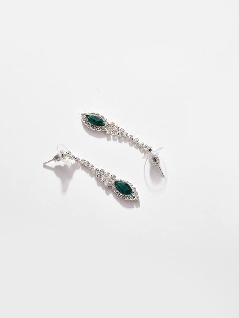 Silver Plated Designer Stone Necklace And Earring Set