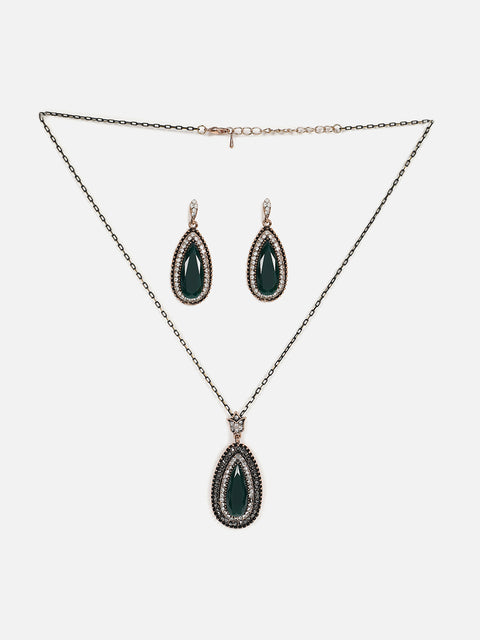 Gold Plated Designer Stone Necklace And Earring Set