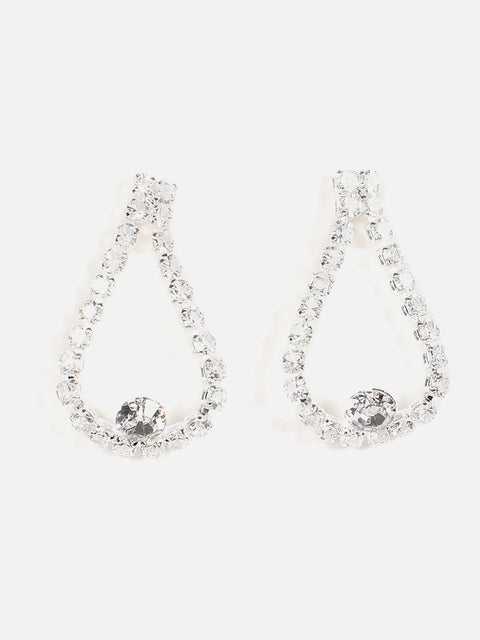 Silver Plated Designer Stone Necklace And Earring Set