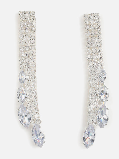Silver Plated Designer Stone Necklace, Earrings, Bracelet And Ring Set