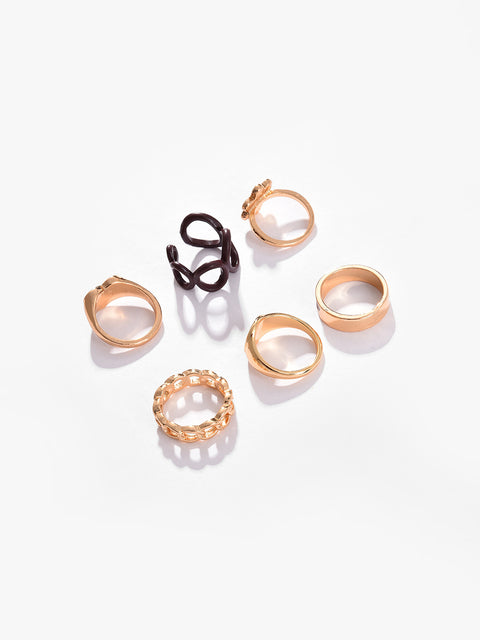 Pack Of 6 Gold Plated Designer Ring
