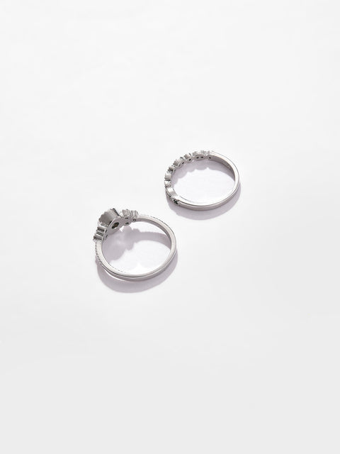Pack Of 2 Silver Plated Designer Stone Ring