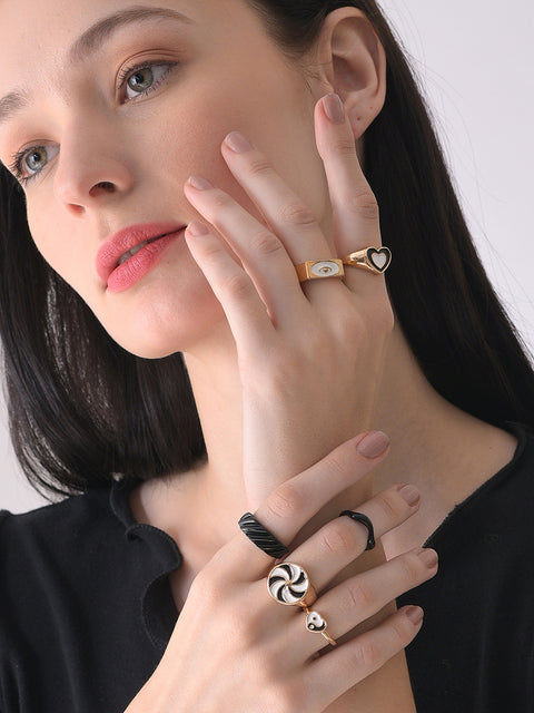 Pack Of 6 Gold Plated Designer Ring