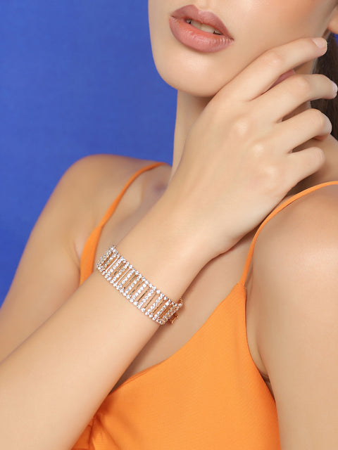 GOLD PLATED PARTY RHINESTONES BRACELET FOR WOMEN