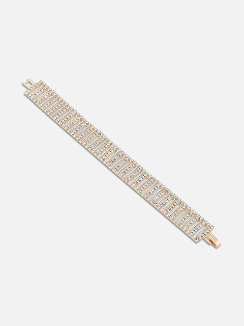 GOLD PLATED PARTY RHINESTONES BRACELET FOR WOMEN