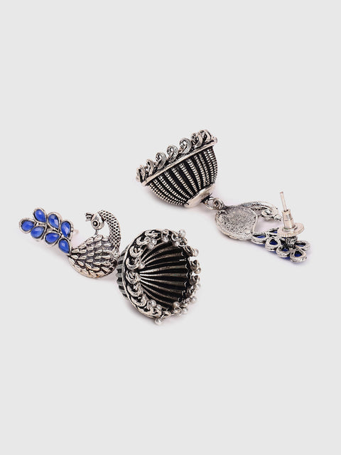 Oxidised Peacock Jhumkas