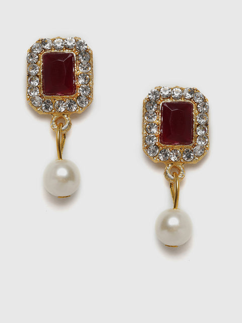 Ruby Maroon Stone Pearl Choker Jewellery Set