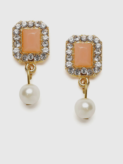 Peach Stone Pearl Choker Jewellery Set