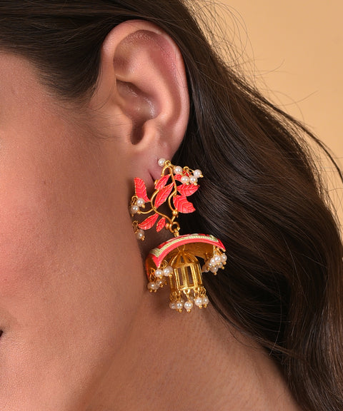 Gold Plated Pearls Drop Earring