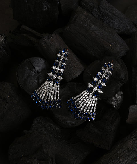 Silver Plated Designer Stone Drop Earring