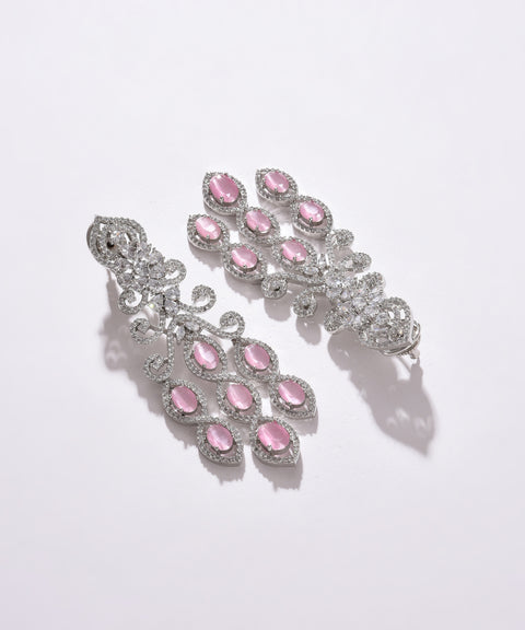 Silver Plated Designer Stone Drop Earring