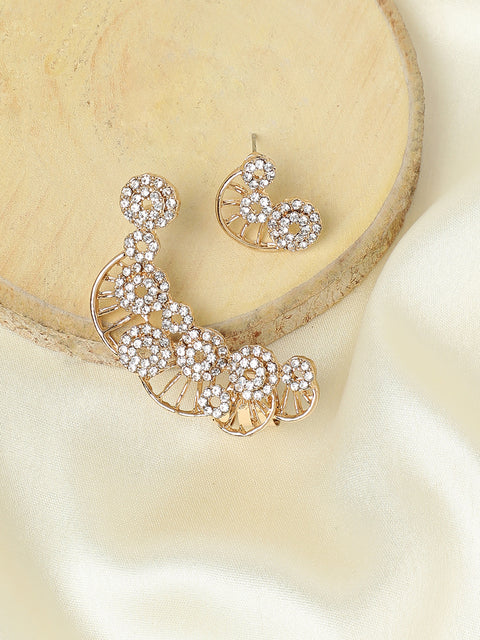 Gold Plated Designer Stone Party Ear Cuffs
