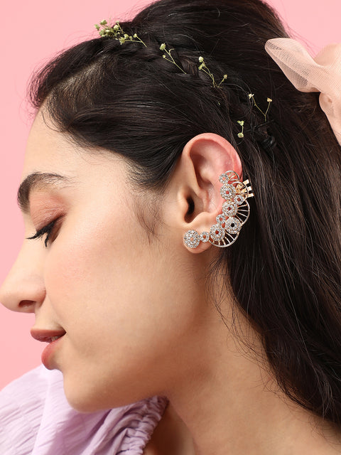 Gold Plated Designer Stone Party Ear Cuffs