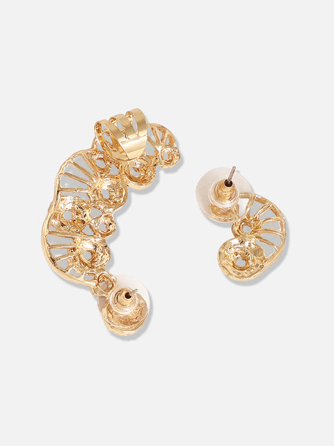 Gold Plated Designer Stone Party Ear Cuffs