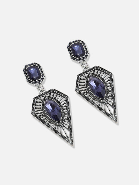 Silver Plated Designer Stone Party Drop Earring