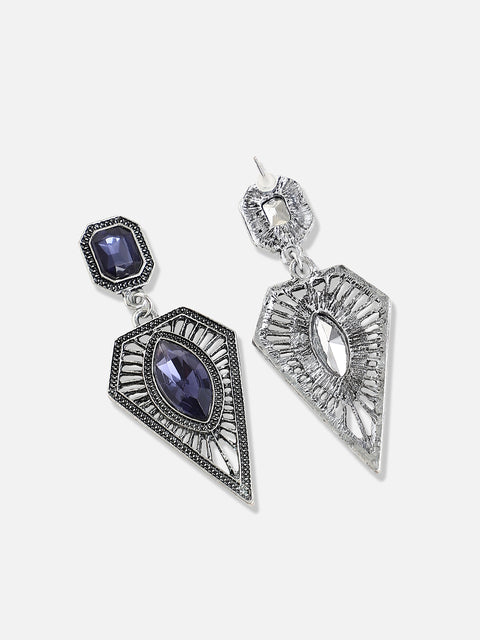 Silver Plated Designer Stone Party Drop Earring