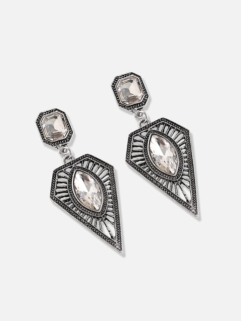 Silver Plated Designer Stone Party Drop Earring