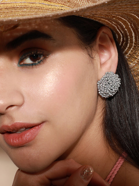 Silver Plated Designer Stone Party Stud
