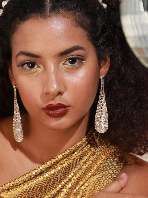 Gold Plated Designer Stone Party Drop Earring