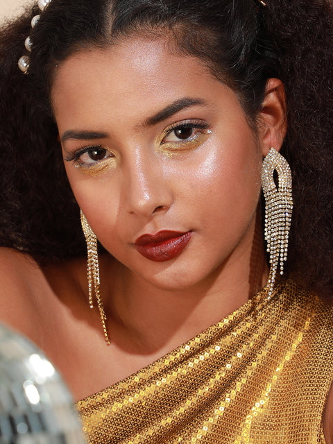 Gold Plated Designer Stone Party Drop Earring