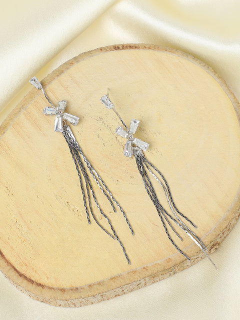 Silver Plated Designer Stone Party Drop Earring