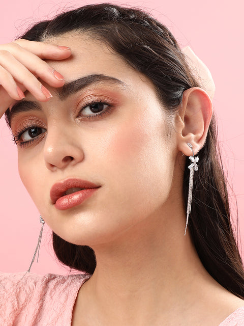 Silver Plated Designer Stone Party Drop Earring