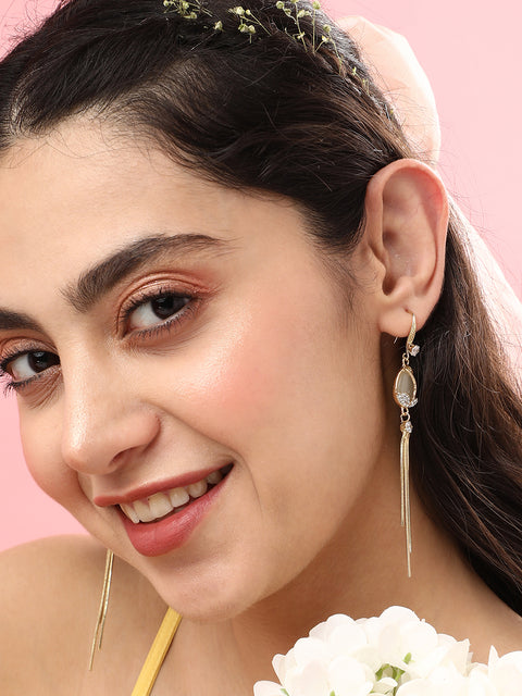 Gold Plated Designer Stone Casual Drop Earring